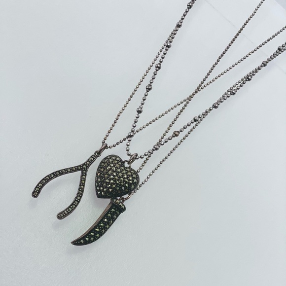 Free People Jewelry - Free People Silver Pavé Crystal Wishbone necklace